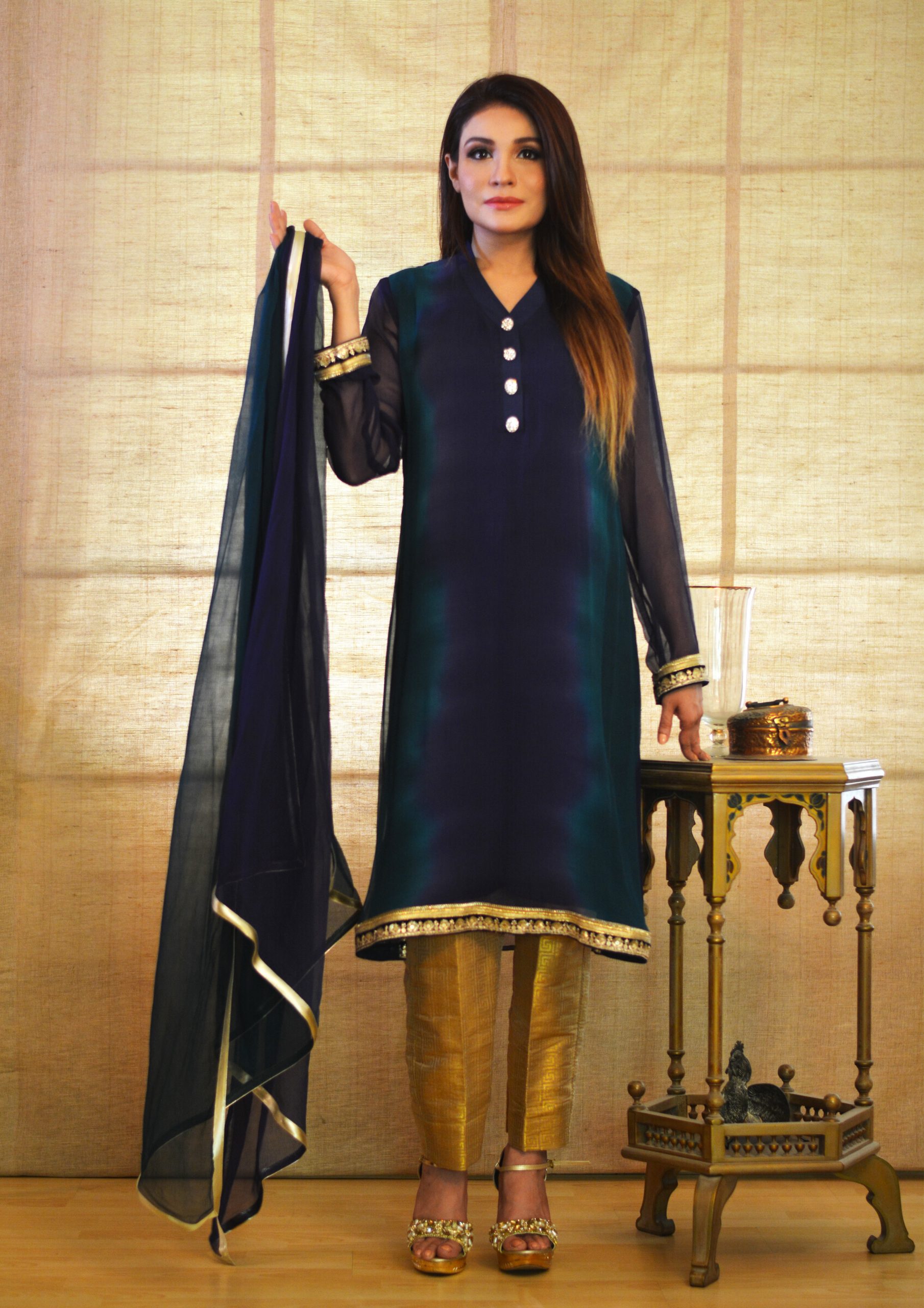 blue with dupatta
