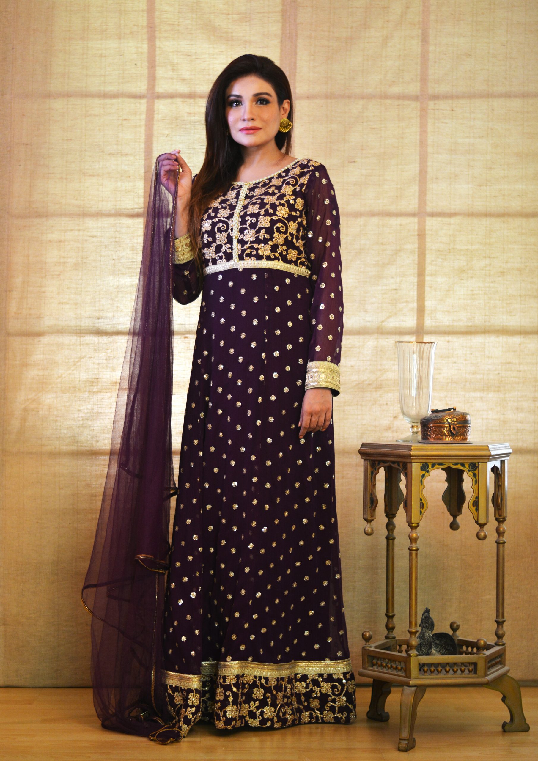 Purple with dupatta